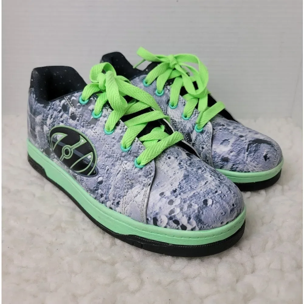 HEELYS Split Glow Wheely Skate Shoes Size 6 Glow In Dark Moon Stars